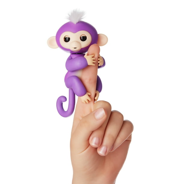 Fingerlings Interactive Baby Monkey Mia (Purple with White Hair) By WowWee