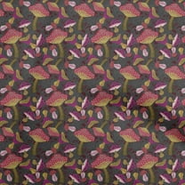 oneOone Polyester Spandex Gray Fabric Mushroom Fabric For Sewing Printed Craft Fabric By The Yard 56 Inch Wide