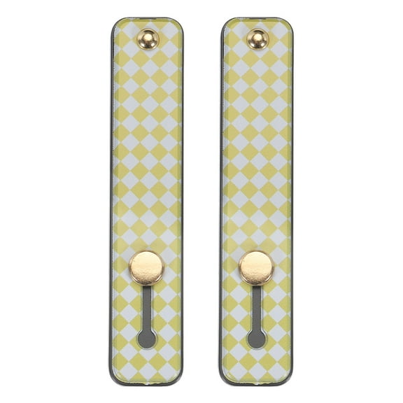 Uxcell 2 Pcs Phone Loop Finger Holder Silicone Phone Strap Grip Holder Black (Yellow Grid)