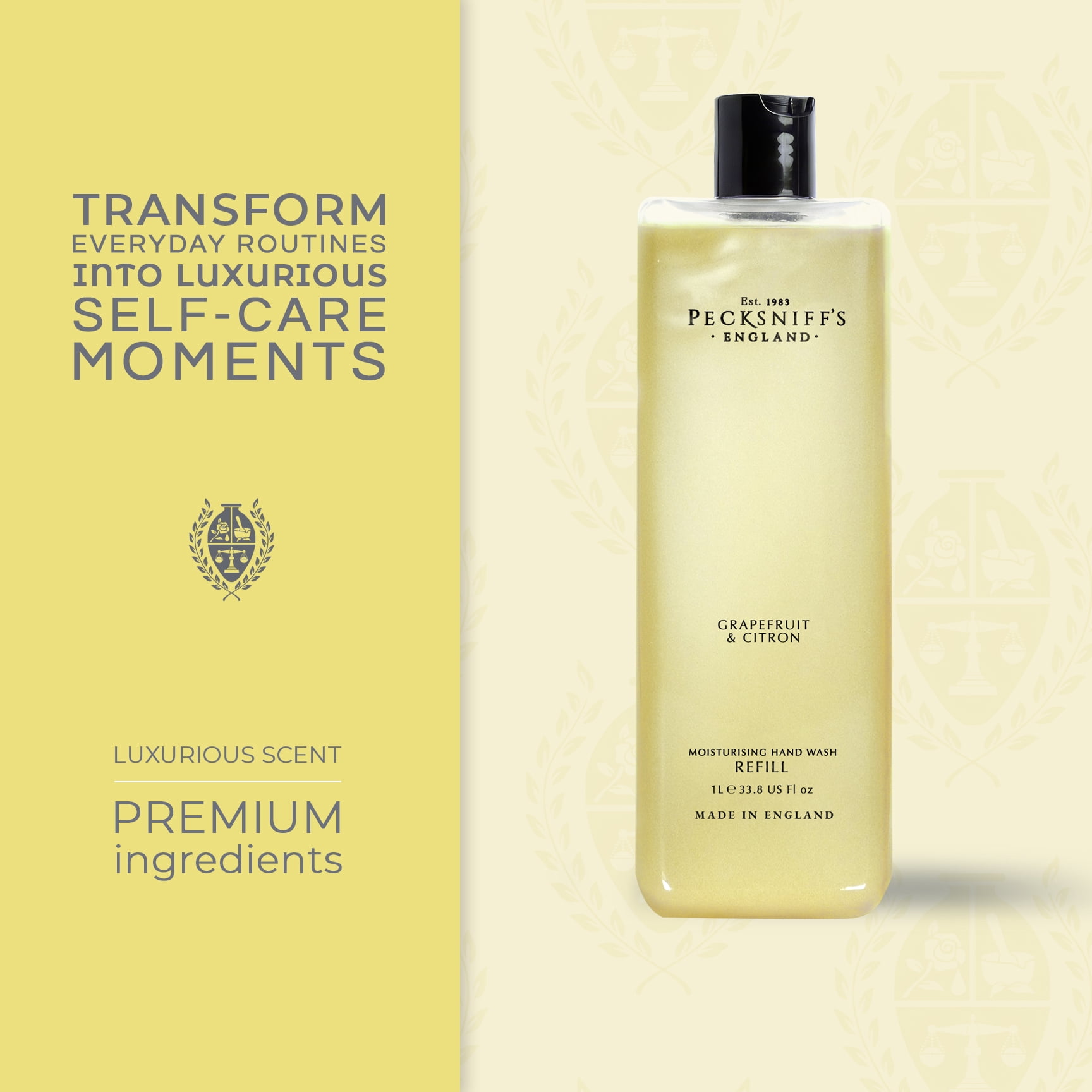 Pecksniff's Grapefruit & Citron Scented Moisturizing Hand Wash Refill | 1 L/1000 ml, 33.8 fl oz