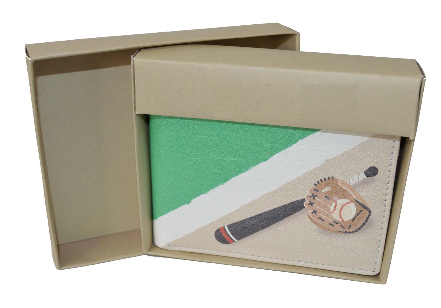 Leatherboss Men Printed Baseball Bat Bifold Card Holder Wallet With Gift Box - image 5 of 7