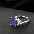 thumbnail image 4 of Gem Stone King 925 Sterling Silver Ring Oval Blue Lapis and Moissanite (4.38 Cttw, Size 8), 4 of 4