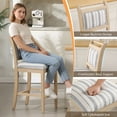 thumbnail image 6 of Dayalane 26" Farmhouse Counter Height Bar Stools Set of 2, Rustic French Wooden Barstools with Linen Fabric Upholstered , Top Rail Nailhead Breakfast Bar Stool for Bar Kitchen Island Bistro, Striped, 6 of 13