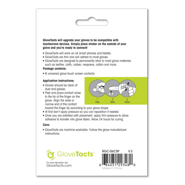 GloveTacts Ultra Thin Touch Screen Stickers For Gloves - 6 Pack, Conductive, Works With Motorcycle Ski Mechanics Gloves