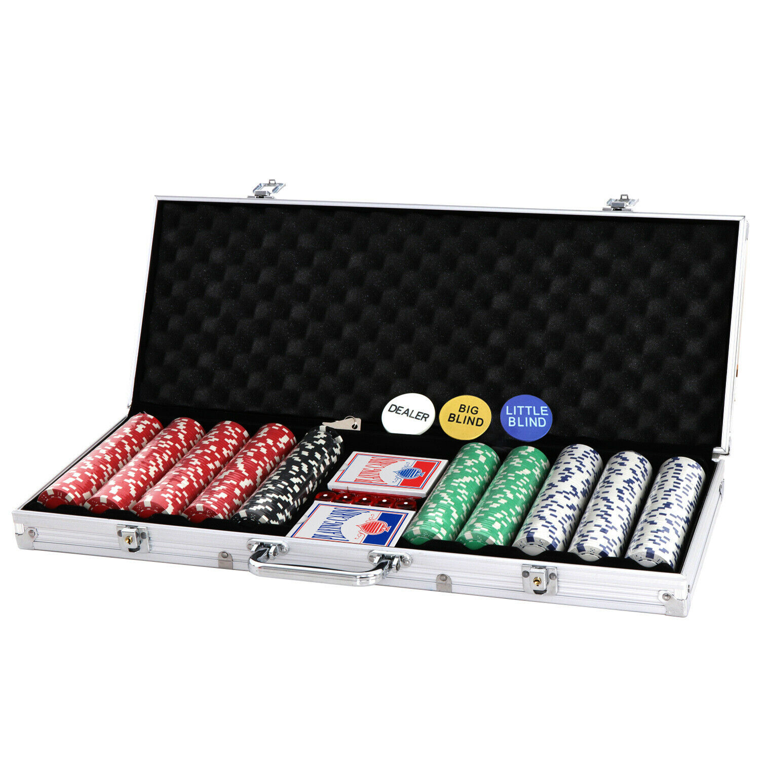ZENY 500 Poker Chip Set 11.5 Gram Dice Style Aluminum Case, Cards, Dices, Blind Button - image 3 of 6