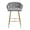 Grey, variant on 26" Counter Height Bar Stool, Velvet Upholstered with Hand-Wave Back, Golden Chrome Base & Footrest, Modern Kitchen Island Stool, Orange