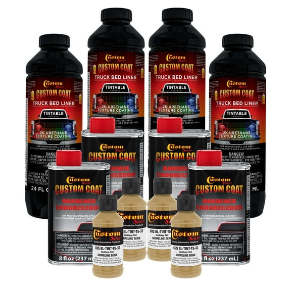 Custom Coat Shoreline Beige 1 Gallon Urethane Spray-On Truck Bed Liner Kit -Easy Mixing , Prevent Stop Rust