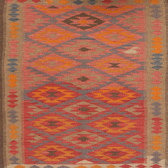 Ahgly Company Indoor Square Contemporary Red Oriental Area Rugs, 3' Square