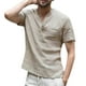 thumbnail image 1 of Camisa de Lino de Manga Corta para Hombre Top de algodón Suave Transpirable de Color sólido Informal para Desplazamientos Beige L, 1 of 8