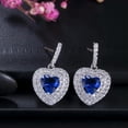 thumbnail image 2 of Blue CZ Romantic Lover Heart 925 Silver Dangle Earrings for Women Party Jewelry, 2 of 9