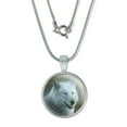 thumbnail image 1 of White Wolf Growling 0.75" Pendant with Sterling Silver Plated Chain, 1 of 4