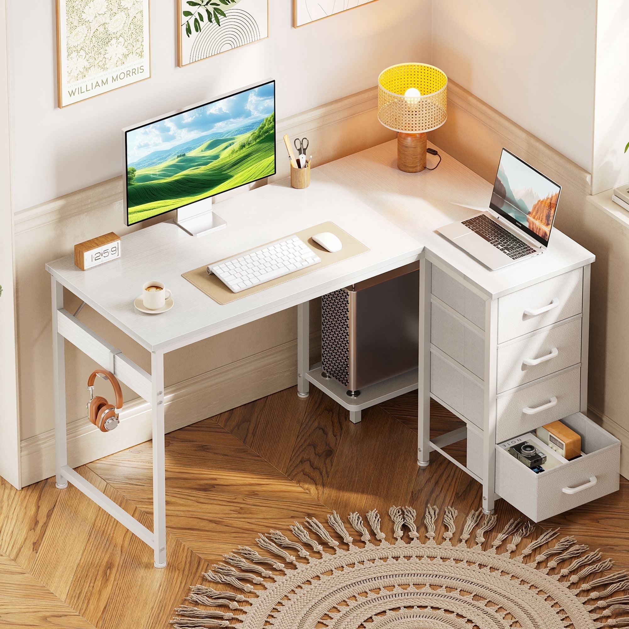 Casacomoda 48" Computer Desk with 4 Drawers, White photo 1