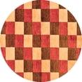 thumbnail image 1 of Ahgly Company Indoor Round Checkered Orange Modern Area Rugs, 6' Round, 1 of 4