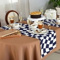 thumbnail image 6 of Table Runner 90 Inches Long for Kitchen Dining, Navy Blue White Checkered Dresser Scarf Farmhouse, Dining Table Decorations for Wedding/Parties, Modern Irregular Geometric 13 x 90 In, 6 of 9