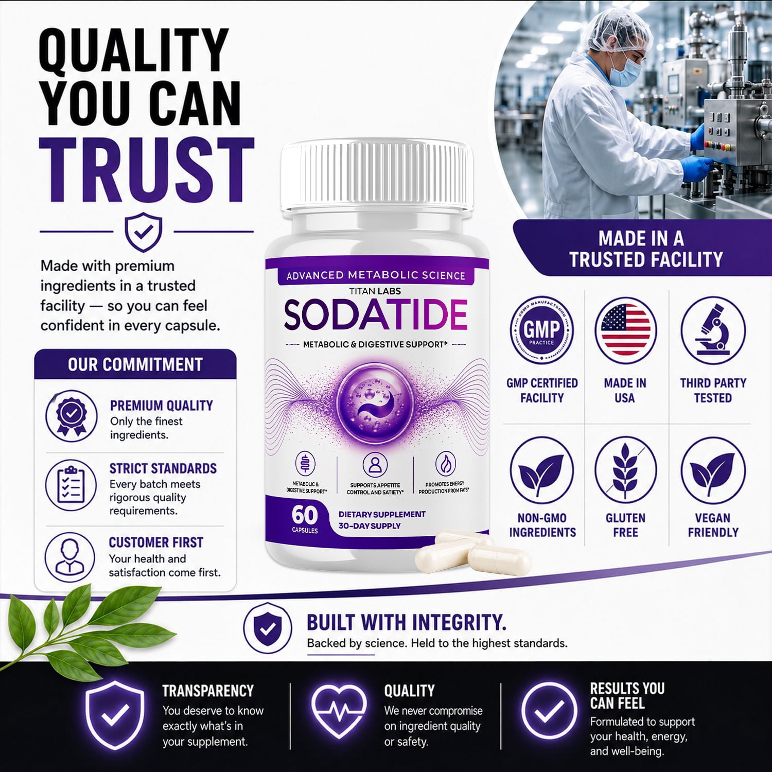 Sodatide Advanced Gut Support Pills Advanced Energy Vitamin Supplement Soda Tide 300 Capsules