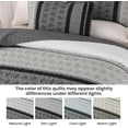 thumbnail image 4 of King Size Quilt Set Boho, Soft 3 Pieces Striped Fall Bedspreads Dark Grey Quilts Bedding Sets Boho Lightweight Quilted Coverlets Set Black for Men Bed 110"x90", 4 of 7