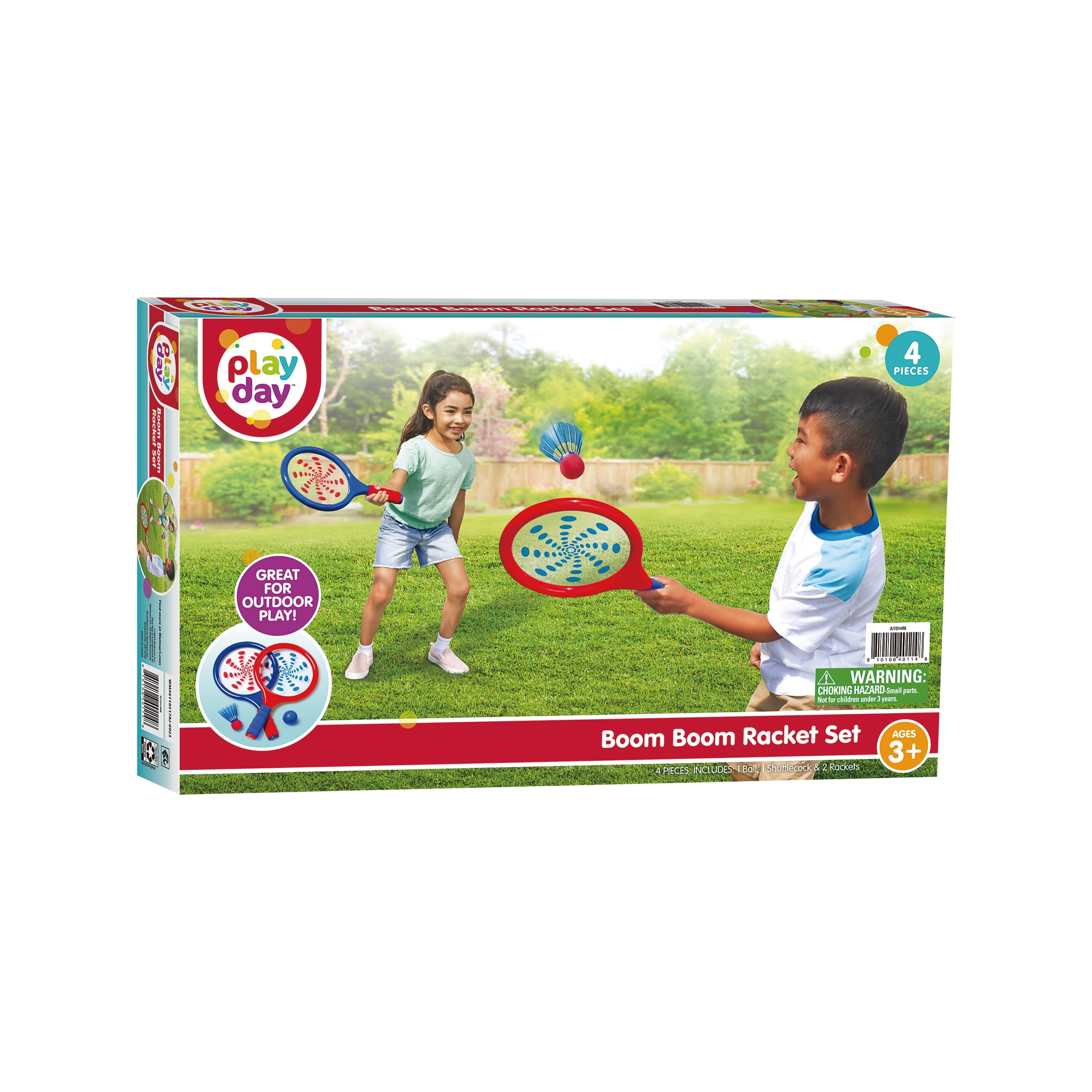 Play Day Boom Racket Game Red & Blue, 4 Piece Outdoor Sports Toy, Children Ages 3+