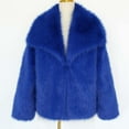 thumbnail image 7 of Miluxas Mens Luxury Faux Fur Jacket Fluffy Furry Coats Lapel Collar Long Sleeve Outerwear Winter Warm Cardigans Blue, 7 of 7