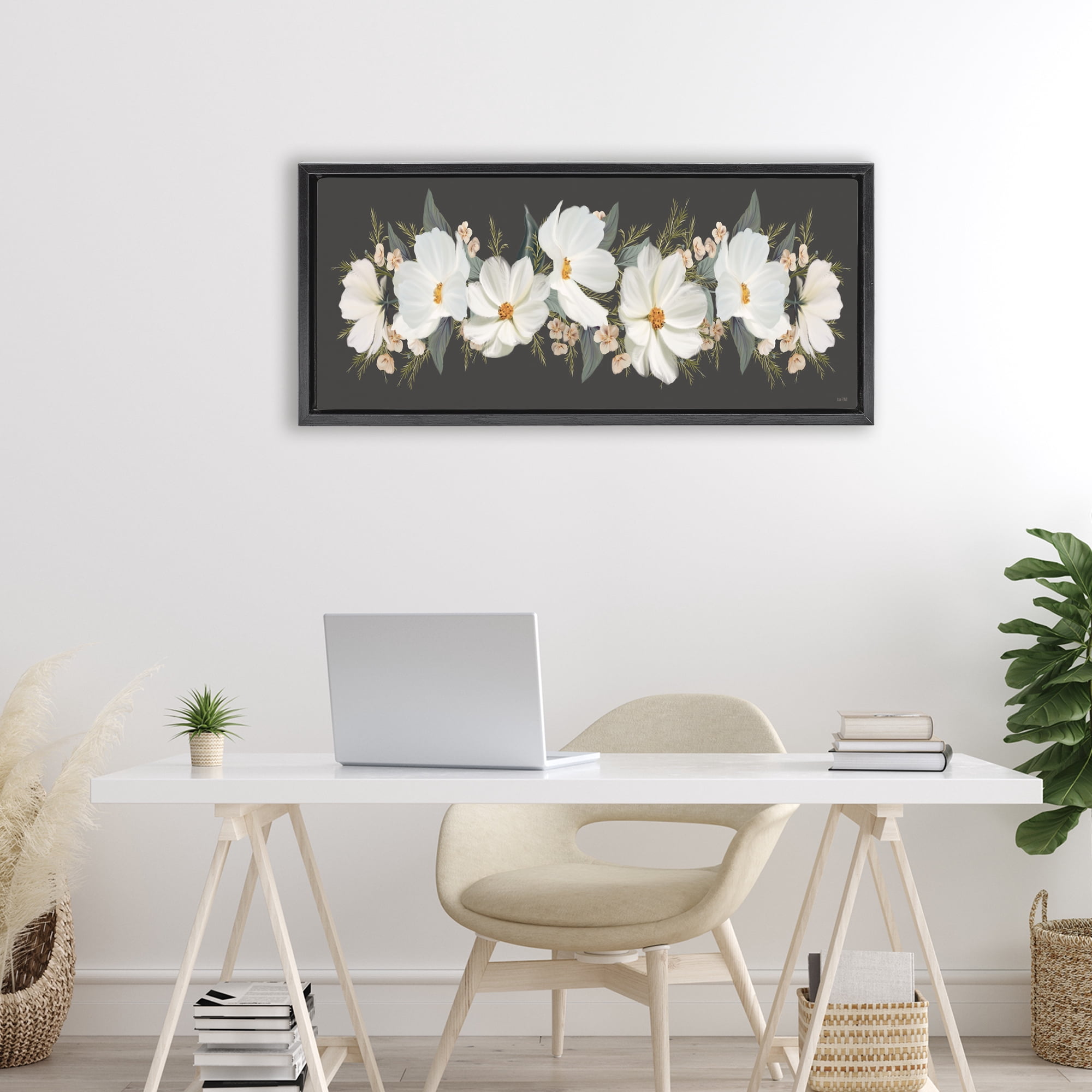 Stupell Industries Line Of Lace Cosmos Black Framed Floater Canvas Wall Art, design by House Fenway
