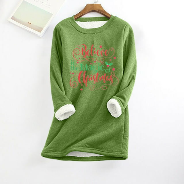 Ventes de Liquidation! Aqestyerly Hauts de Noël pour Femmes Liquidation Mode Imprimée Peluche Chaude