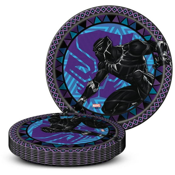 7 inch Black Panther Round Dessert Plates (8 Pack) - Party Supplies Decoration