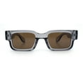 thumbnail image 5 of Narrow Rectangle Horn Rim Gentlmanly Thick Beveled Plastic Sunglasses Slate - Brown, 5 of 8