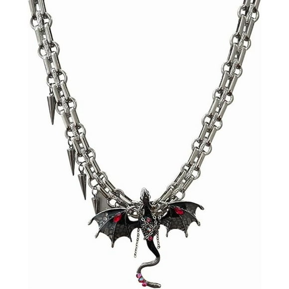 Imprisoned Flying Dragon Necklace Sword Pendant Gothic Dragon Jewelry Cross Necklace Fantasy Jewelry for Men & Women