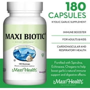Maxi Health Maxi Biotic Aged Garlic Extract for Adults – Kyolic Garlic, Echinacea & Spirulina – 180 Caps
