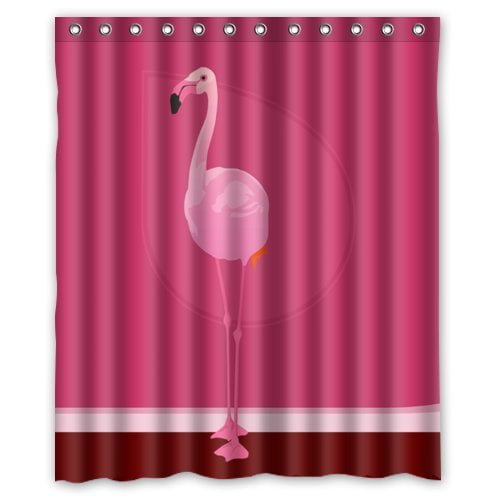 Shower Curtain Set Pink Flamingo Bathroom Accessories Waterproof Fabric Hooks