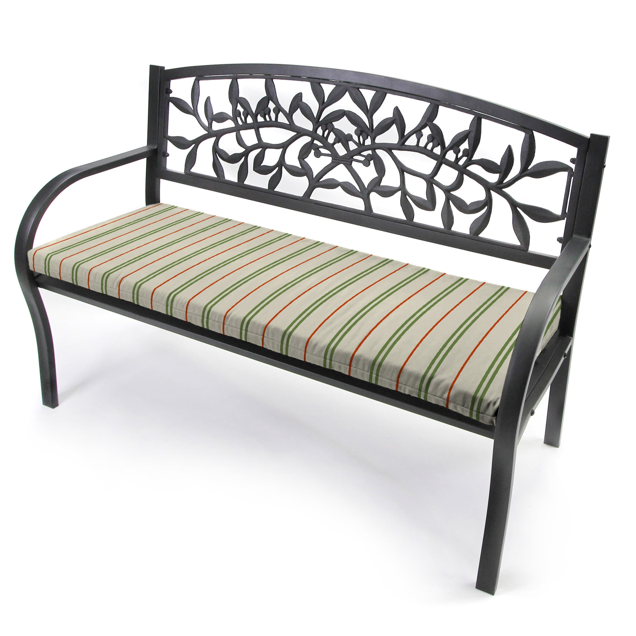 Jordan Manufacturing 48" x 18" Gallan Cedar Grey Stripe Rectangular Outdoor Settee Swing Bench Cushion with Ties