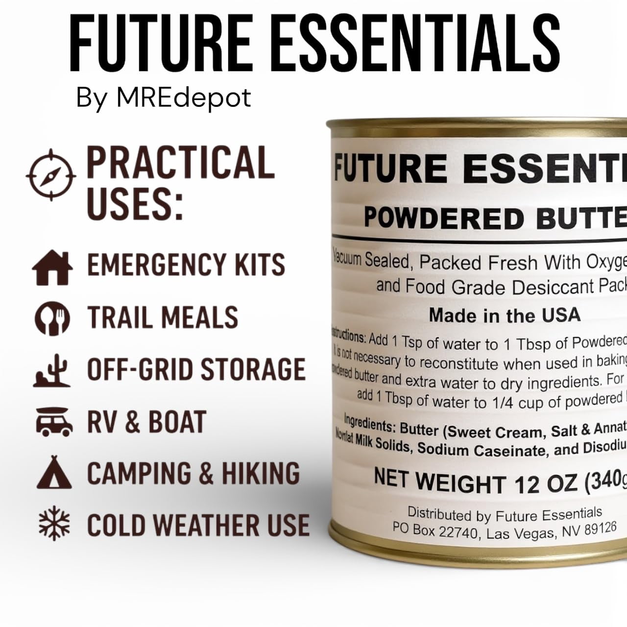 Future Essentials Powdered Butter Emergency Survival Food 6 Pack 12 oz