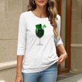 thumbnail image 5 of Yxbdin Womens St Patricks Day T Shirts 3/4 Sleeve Hat Wine Glass Graphic Tees Holiday Crew Neck Shirt Irish Shamrock Tops White XL, 5 of 8
