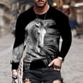 thumbnail image 2 of Camisas de Otoño Para Hombres Camiseta de Manga Larga Cuello Redondo Estampado de Caballos En 3D Estampados Gráficos Tops Blusa Informal Odeerbi ODB-4, 2 of 6
