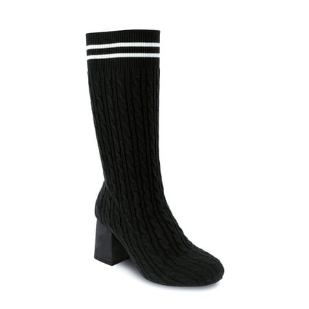 Olivia Miller 'Cunningham' Chunky Heel Knit Sweater Booties