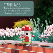 Esterno Mushroom Shaped Birdhouse; Songbird Nesting Galvanized Iron Colorful Mushroom Bird House
