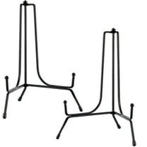 XIBUFE 2 Plate Holder Display Stand,Picture Frame Holder Stand, Black Iron Easel Stands,8in