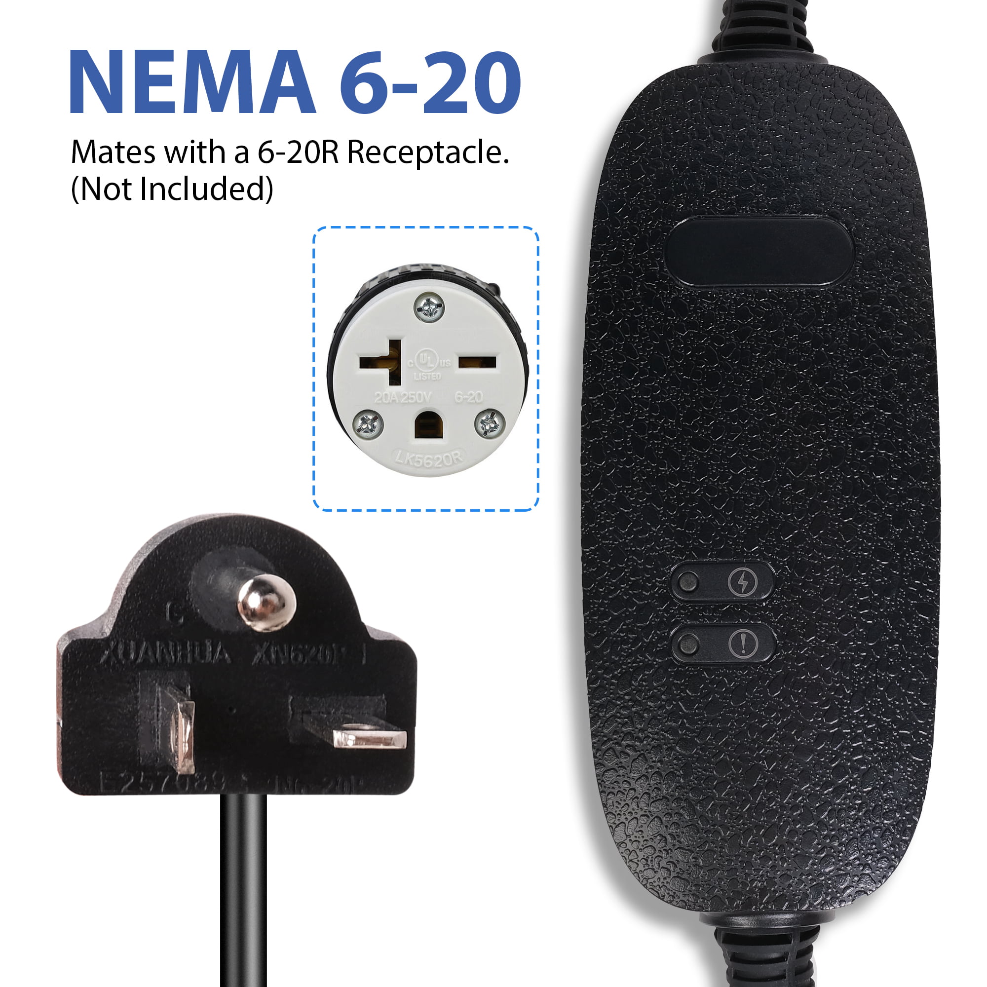 Winado 120-240V 16 Amp Level 2 EV Charger with 25 ft. Extension Cord J1772  Cable NEMA 6-20 Plug Electric Vehicle Charger 436507208807 - The Home Depot