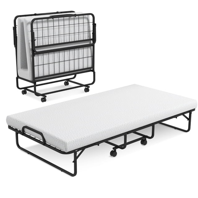 Cama Plegable Costway Con Colchón De Espuma Viscoelástica Marco De Metal 191 x 96 x 28 cm