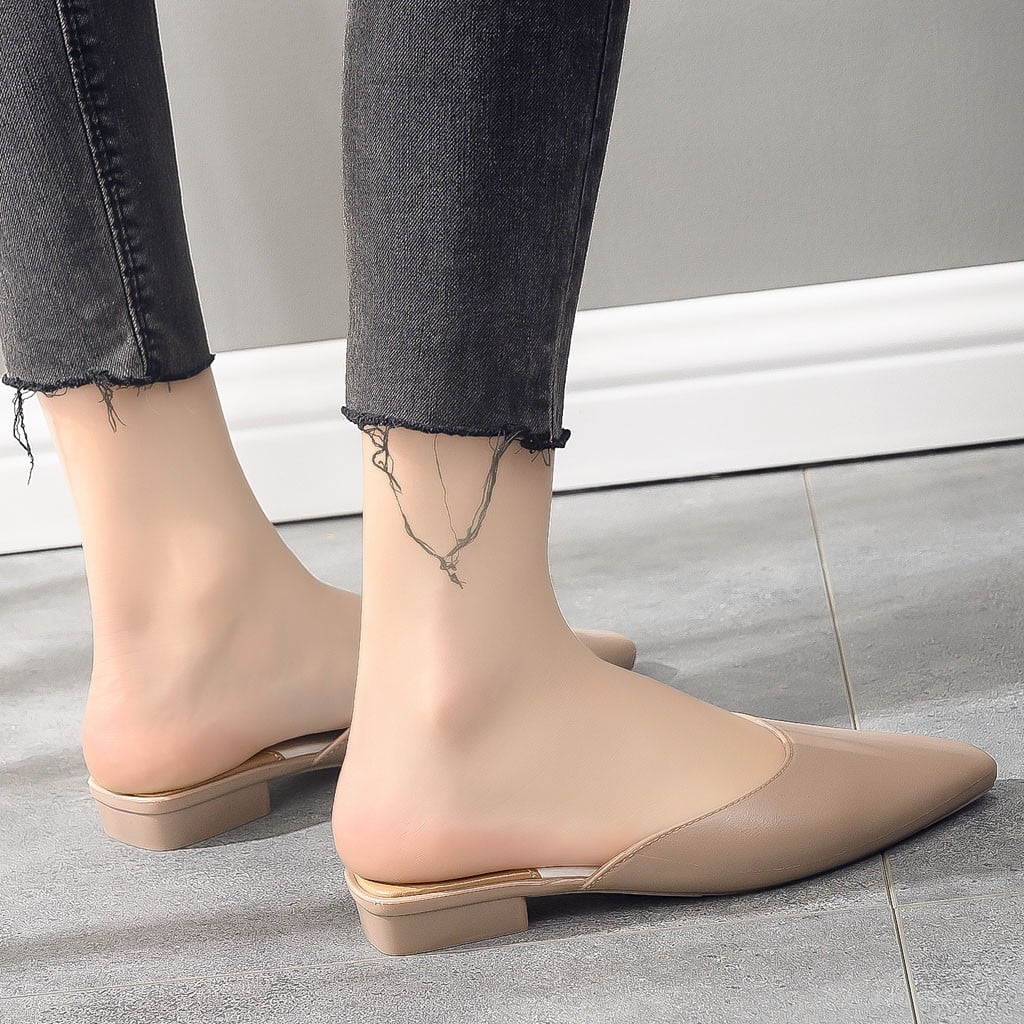 Cameland Fashion Women Half Slipper Slip On Low Heeled Square Toe Party Shoes Sandals
