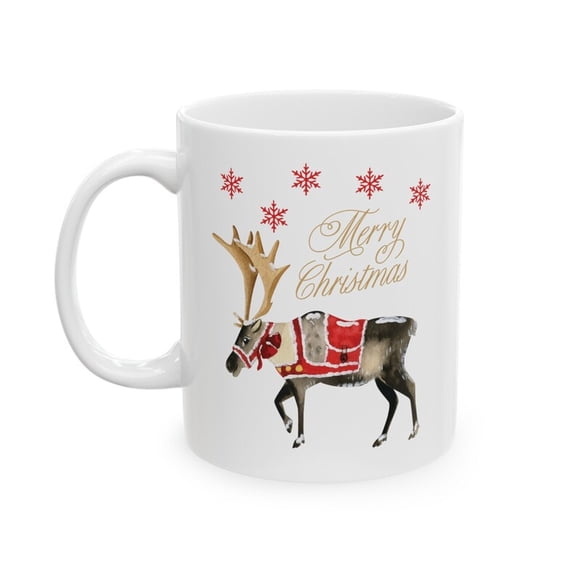 Merry CH1Ristmas Reindeer Ceramic Mug, SC1Andinavian Aesthetic H1oliday Mug, GifT1 Idea for Coffee Lover