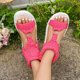 thumbnail image 5 of Bmisegm Ladies Casual Solid Colour Woolen Knitted Big Size Thick Bottom Flat Bottom Slipper Sandals Sandals Women Summer Hot Pink 7, 5 of 8