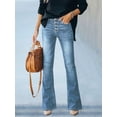 thumbnail image 4 of Women's High - Waisted Flare Jeans Slim Fit Retro Vintage Trend Fashion Casual Cotton Denim Button - Front Design Light Blue Wash Fashion Casual Pants for Daily Street, 4 of 5
