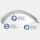 thumbnail image 3 of Mangueras trenzadas de acero inoxidable cocina ducha baño agua fría caliente Kit de tubería flexible para grifo 2 Piezas Jumpingount HA4087-02, 3 of 6