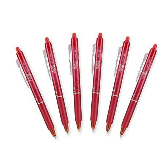 Pilot FriXion Clicker Retractable Erasable Gel Pens, Fine Point, Red Ink, Pack of 6