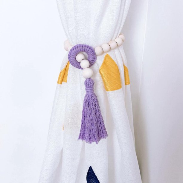 Tassel Beaded Wood Curtain Tie Curtain tiebacks│ Set of 2 Curtain