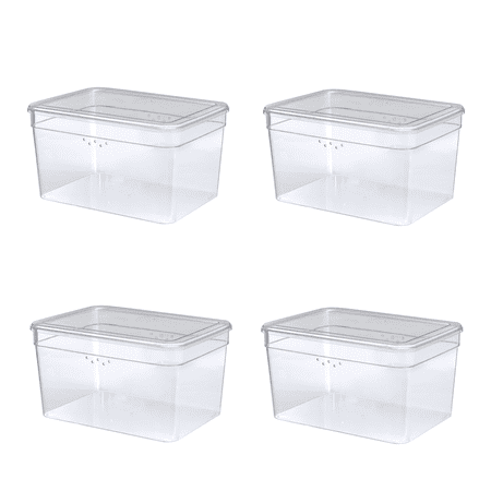 Shoe Boxes (4 Pack) Extra Tall Clear Plastic - Adult Size 13/14 Stackable Shoe Organizer with Lid - Closet Storage Heels Under Bed Space Saving