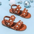 thumbnail image 2 of JAJAHO Girls Sandals Summer Open Toe Floral Design Outdoor Hook And Loop Flat Shoes For Little/Big Kids Lovely Shoes, 2 of 9