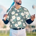 thumbnail image 5 of Zufioo Flower Print Men's Baseball Short Sleeve, Moisture Wicking Button-Down Hip Hop Tee-Small, 5 of 7