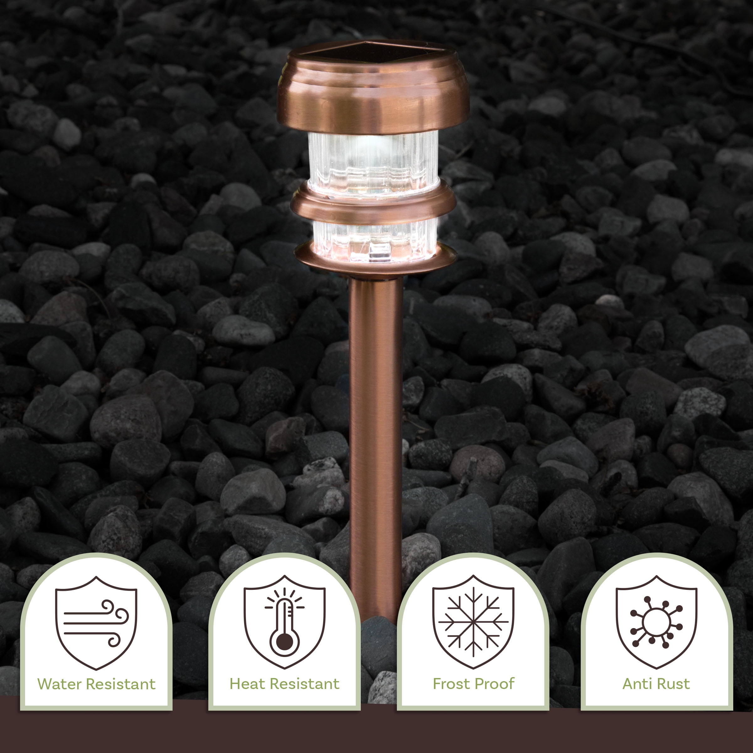 Pure Garden Solar Lights Outdoor Waterproof Garden Lights 4-Pack, Copper