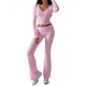 thumbnail image 3 of Conjunto Deportivo de 2 Piezas para Mujer, Camiseta de Larga, Pantalones Acampanados con Solapa, Chándal Informal, Rosa, Talla S, 3 of 8